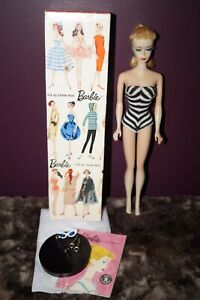 vintage Barbie doll with chevron swimsuit 1950s | READ DESCRIPTION