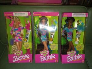 3 VINTAGE 1991 TOTALLY HAIR BARBIE DOLLS BLONDE BRUNETTE BLACK AA MATTEL NRFB