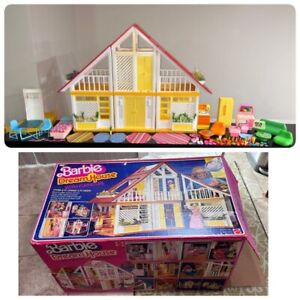 VINTAGE 1978 MATTEL BARBIE DREAM HOUSE A-FRAME W/BOX & FURNISHED. PRISTINE