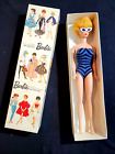 Vintage Original 1958 Barbie Doll w/bathing suit blue/black bubble blonde w/box