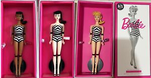 3 BARBIE 75TH ANNIVERSARY Barbie Dolls AA, Brunette, Blond SILKSTONE NRFB Mattel