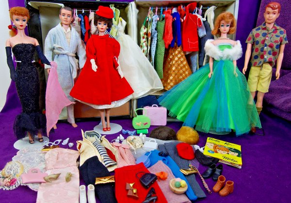 Vintage 5 BARBIE LOT Redhead Ponytail Bubble FQ Wigs ALLAN KEN TM Clothing BIN