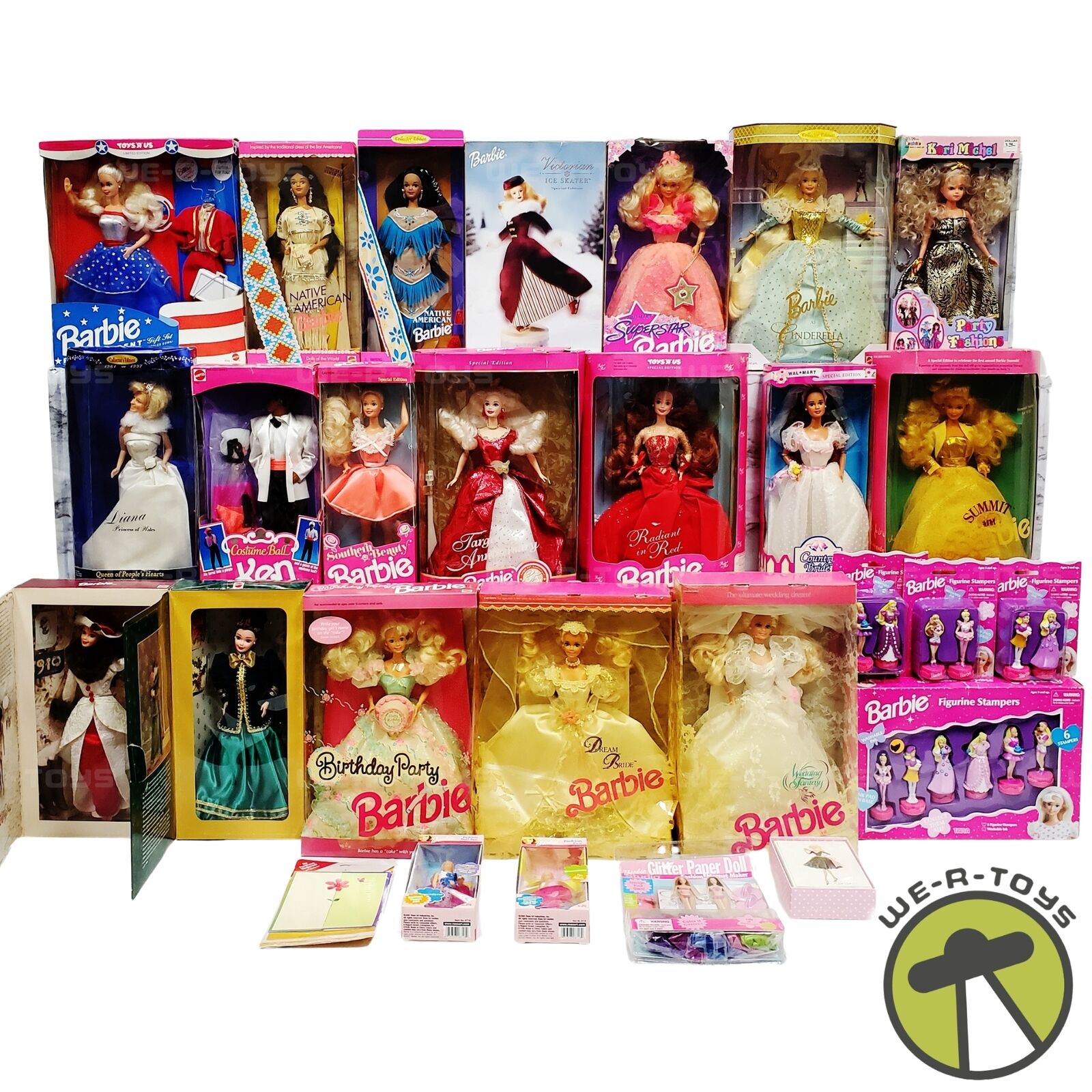 BARBIE DOLL LOT OF 28 ~ ASSORTED DOLLS ~ BOXES HAVE WEAR ~ SEE PHOTOS