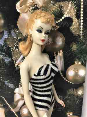 Vintage 1959 Blonde Ponytail #1 Barbie Doll RARE TM w/ Sunglasses Zebra Swimsuit