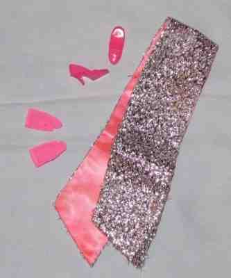 Vintage Mod 1969 Barbie Fab City #1874 Rare HTF Satin Brocade Shawl Gloves Shoes