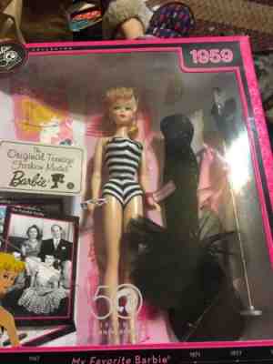 50th Anniversary Barbie 1959 Original Teenage Fashion Model Doll Remake NIB