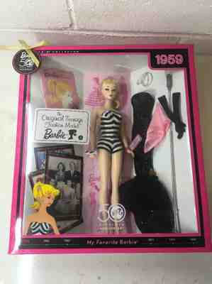50th Anniversary Barbie 1959 Original Teenage Fashion Model Doll Remake NIB