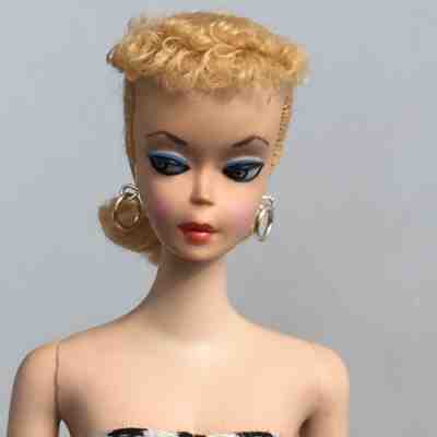 # 1 ponytail 1959  first Barbie NUMBER ONE blonde orig face paint!