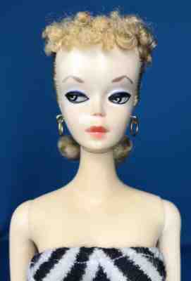 Vintage 1959 #1 Blonde Ponytail Barbie Doll W Swimsuit Shoes Sunglasses Booklet