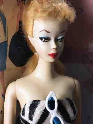 Vintage 1959  #1 Blonde Ponytail Barbie Doll w Barbie (TM) body, box + More