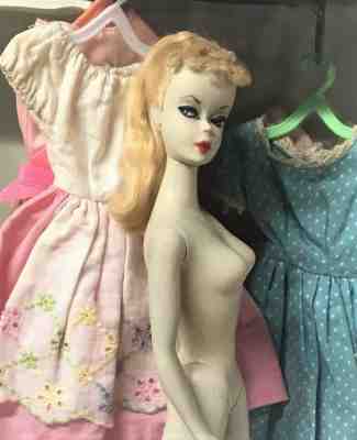 Vintage 1959 Barbie #1 Blonde Ponytail Doll Case Clothes Outfits Accessories Lot