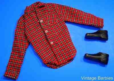 Ken Doll Going Hunting #1409 Shirt & Boots Near Mint ~ Vintage 1960's
