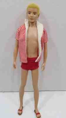 Vintage Ken Barbie Doll Brown Flocked Hair Straight Legs 0750 Ken Doll (1961)