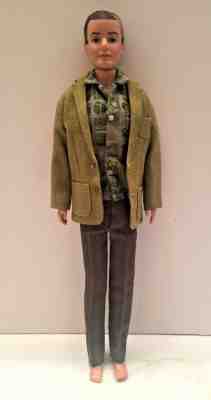 Original Ken Doll Figure 0750 Brunette Flocked Hair Barbie 1961 w/Ken Clothes
