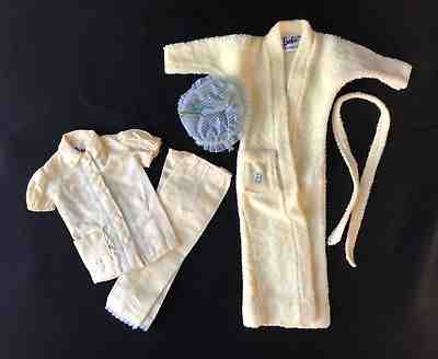 Vintage Barbie 1961-62 Singing in the Shower Robe w/ Belt & Cap Yellow Pak PJ's