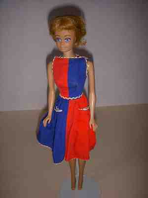 Vintage 1963 Mattel, Straight Leg Midge Doll, Barbie, #943 Fancy Free Outfit!
