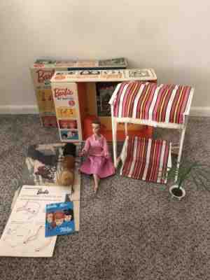 vintage 1963 Miss Barbie Lawn Swing & Planter BOXED Mattel 1060 Sleepy Eyes MIb