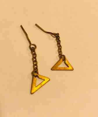 VIntage Mattel Casey Barbie Gold Metal Dangle Drop Triangle Earrings 1967/68