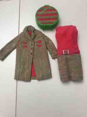 Vintage Barbie Francie " Tweed-Somes" Coat Dress &  Hatbox  Only #1286 1967