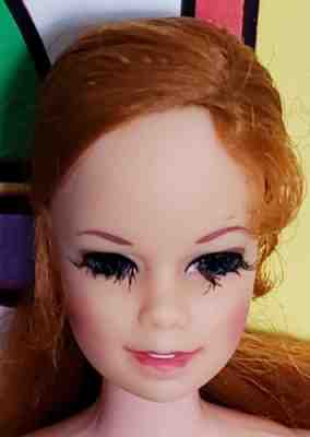 VINTAGE BARBIE TWIST N TURN REDHEAD STACEY HEAD ONLY! #1165 1968? NO GREEN BLUE!