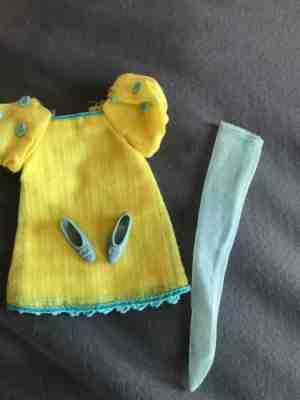Vintage 1969 Barbie Francie™ Mattel "The Yellow Bit" Dress #1223 Blue Trim