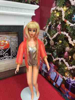 TNT 1970 Blonde Living Barbie W/ Swimsuit & Silver Sparkle Dress #1885