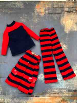 1970 Vintage Mod Francie Outfit #1243 " Striped Types "~ near-mint