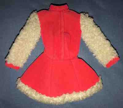 1970 Barbie Doll Ice Skate Mates #1793 Bright Red Velveteen Dress White Fur Trim