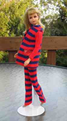 VINTAGE FRANCIE STRIPED TYPES #1243 1970 OUTFIT - Top, Vest, Pants - Outfit Only