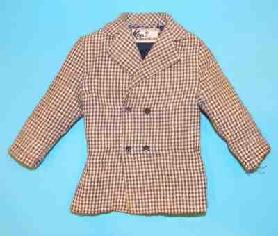 Vintage 1970 Barbie Ken Big Business #1434 Black White Houndstooth Jacket