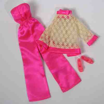 Vintage Francie Clothes 1237 Satin Happenin Pink Satin Complete & Beautiful 1970