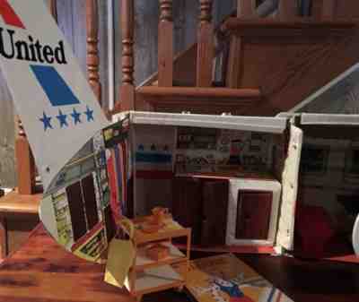 1970's Vintage Mattel Barbie Friendship Plane Fold Out w/ CART United Airlines
