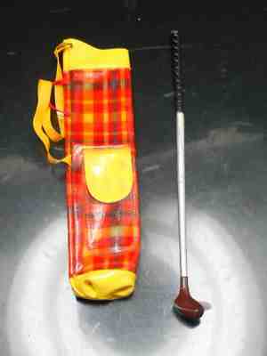 Vtg 1970 1971 Mod era Barbie Golfing Greats Plaid Golf Bag & tlc Club #3413