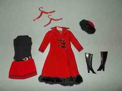 Vintage Mod Barbie: Magnificent Midi Red Coat Dress Fur Lined Hat and Boots 1971