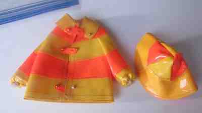 Vintage Barbie FRANCIE - CLAM DIGGERS #1258 -Yellow & Orange Vinyl Jacket  + Hat