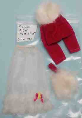 Vintage Francie Barbie "Waltz In Velvet"  doll outfit coat, muff and slip #1768