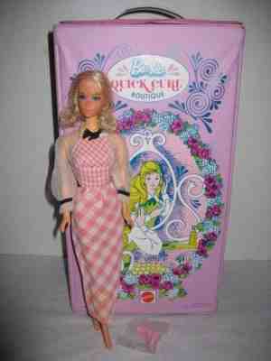 Vintage 1973 Barbie Quick Curl Boutique Case & Barbie In Original Dress - TLC
