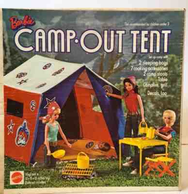 Vintage Barbie Camp Out Tent 1972 Complete Set Original Box Mattel  #4288