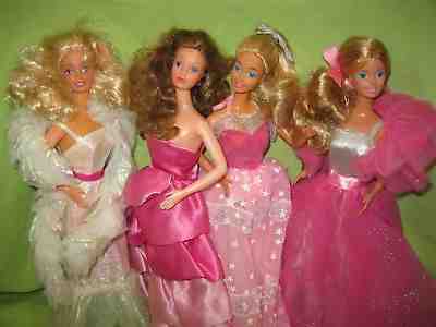 VINTAGE Barbie 1980's Superstar Era 4 DOLL LOT Dream Glow Sweet Roses PJ Crystal
