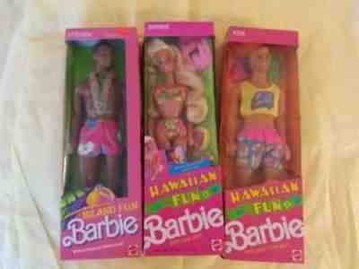 Vintage Barbie, Ken and Steven, in boxes, 1990, island fun / Hawaiian Fun