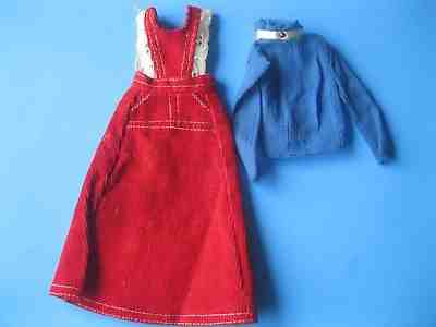 Vintage Barbie Doll Mod RED JUMPER & BLUE SHIRT Lot O Boy Corduroy #3486 Clothes