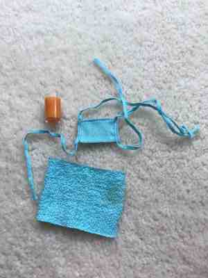 1973 BARBIE DOLL GET UPS 'N GO GUAG  #7700 DOCTOR'S MASK, TOWEL AND OJ GLASS!