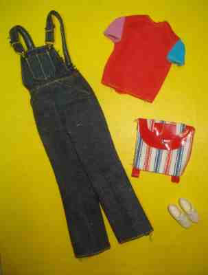 Vtg Barbie 70s Mod Doll Clothes Lot OVERALL DENIM 1972 3488 Fashion Original