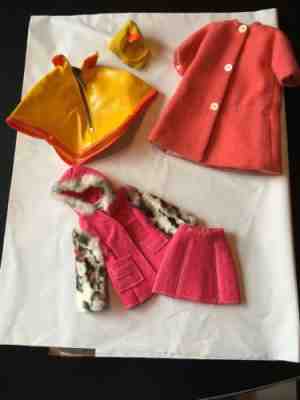 VINTAGE MATTEL BARBIE DUCK RAIN PONCHO & HAT & JACKET / SKIRT SET