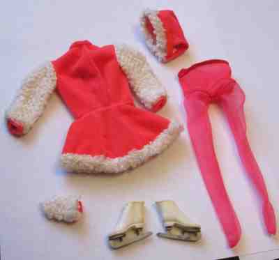 VINTAGE MOD ERA BARBIE DOLL OUTFIT #1793 SKATE MATES HAT DRESS GLOVE NYLONS LOT