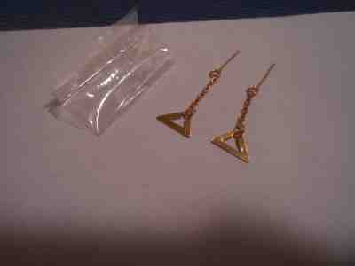 Vintage Barbie Jewelry 3406 Evening In or Casey Mod Triangle Chain Drop Earrings
