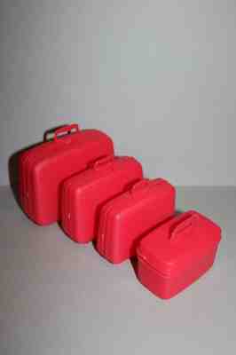 VINTAGE BARBIE SAMSONITE LUGGAGE FOUR PIECE SET RED COLOR