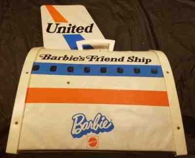 Vintage Barbie's Friend Ship United Airlines Airplane Mattel 70s Fold Out Plane