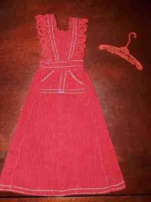O-Boy Corduroy #3486 Vintage Barbie Doll Red Jumper Dress  with red hanger 1972