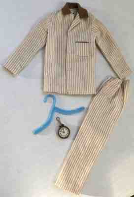 Vtg KEN DOLL Barbie’s Boyfriend Brown Striped Pajamas Sleeper Set Outfit #781 